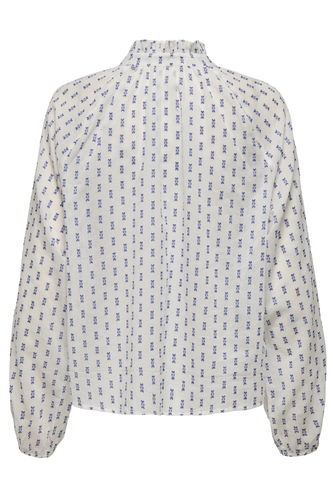 ONLGISELLE L/S O-NECK TIE SHIRT OX 15365878 CLOUD DANCER/BLUE DOBBY